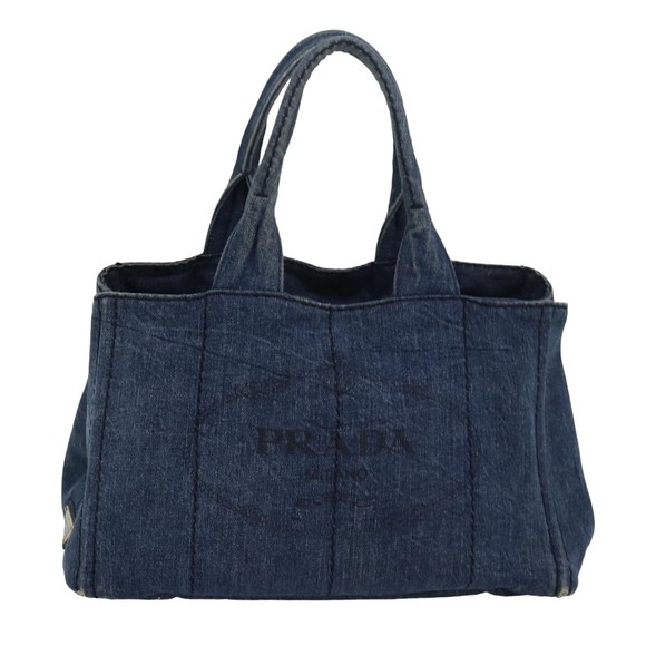 PRADA Canapa PM Hand Bag Denim Blue Auth 83344 - Picture 13 of 16